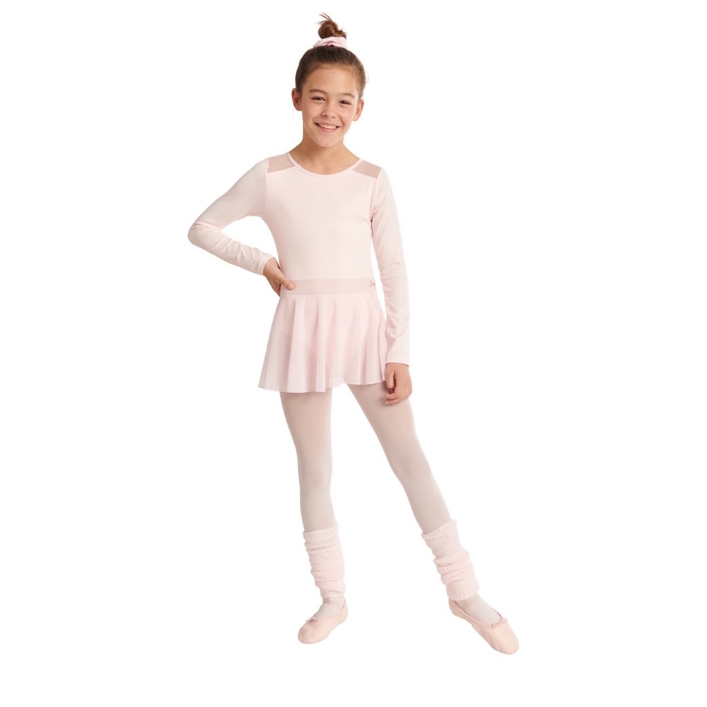 Ballet Pink Justice Long Sleeve Dance and Gymnastics Leotard & Skirt Size XS 4-5